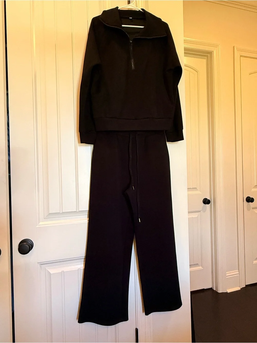 Amazon Black Quarter Zip Pull-Over and Wide-Leg Pull-On Track Pants Set - Picture 2 of 9